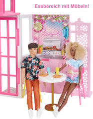 Casă de păpuși Barbie (70.6 X 51.4 Cm) cu 4 zone de joacă, accesorii și mobilier complet mobilate, rotativă 360°, pliabilă, păpușă, cadou pentru copii de la 3 ani, HHY40 Casute de papusi Naty Shop
