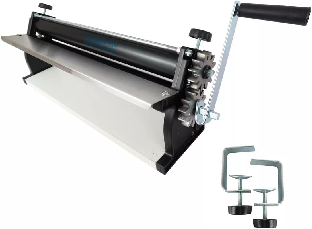 DKN Pizza Dough Roll Machine with Hand Crank, 48.8 cm, Noodle Machine, Teigfolie with Anti-Haft Rolls and Dicken Control – Construction aus massive Stahl und Aluminium