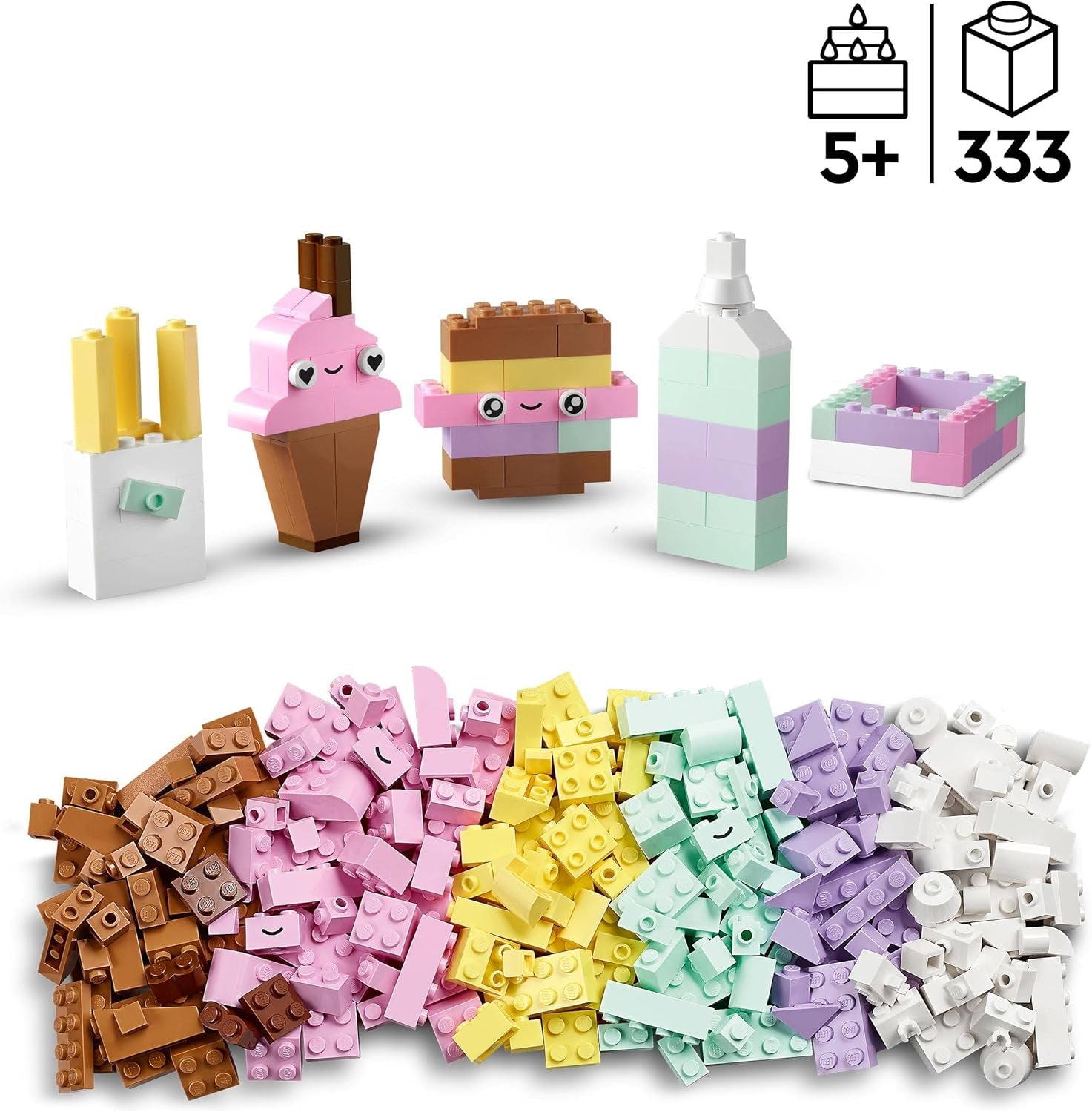 LEGO 11028 Classic Pastel Creative Building Set Brick Box, Construction Toy for Girls and Boys Ages 5+ With Models; ice cream, dinosaur, cat and more Building sets Besuche den LEGO-Store