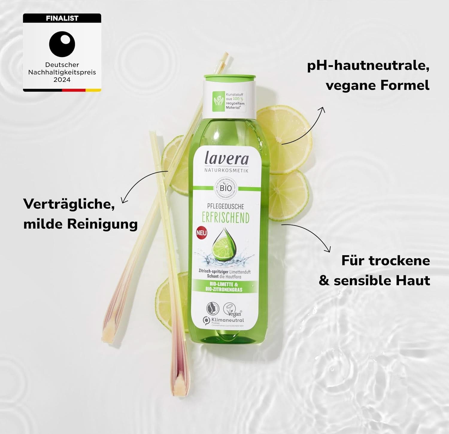 Lavera, Refreshing shower gel with organic lime, 250 ml Shower and bath Naty Shop