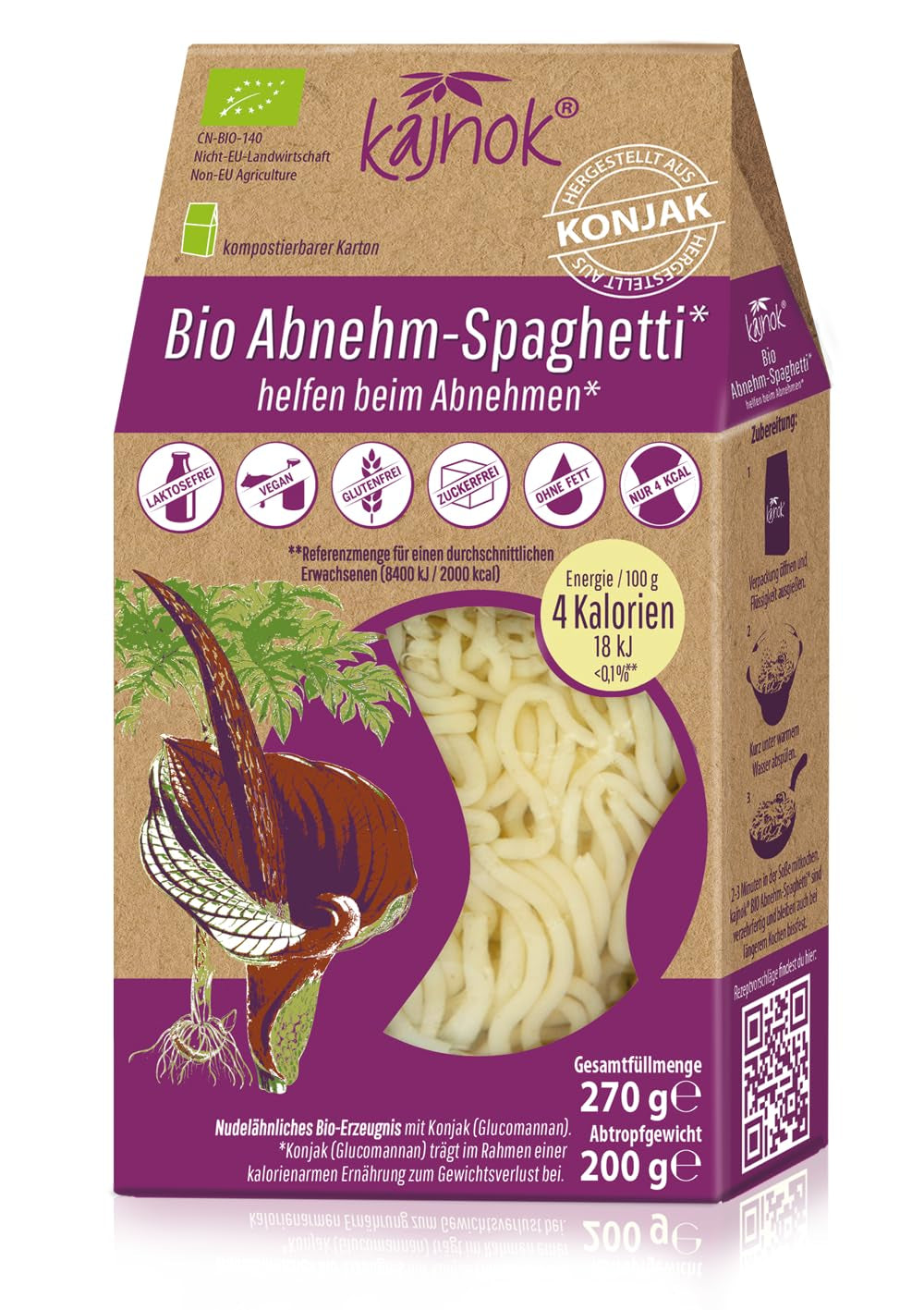 Organic Slimming Spaghetti: Konjac Spaghetti - Organic Shirataki Noodles for Slimming - Ideal for Low Carb Diets - The Best Pasta Alternative for Diet, Fitness and Healthy Lifestyle 10 Pack 2.7kg