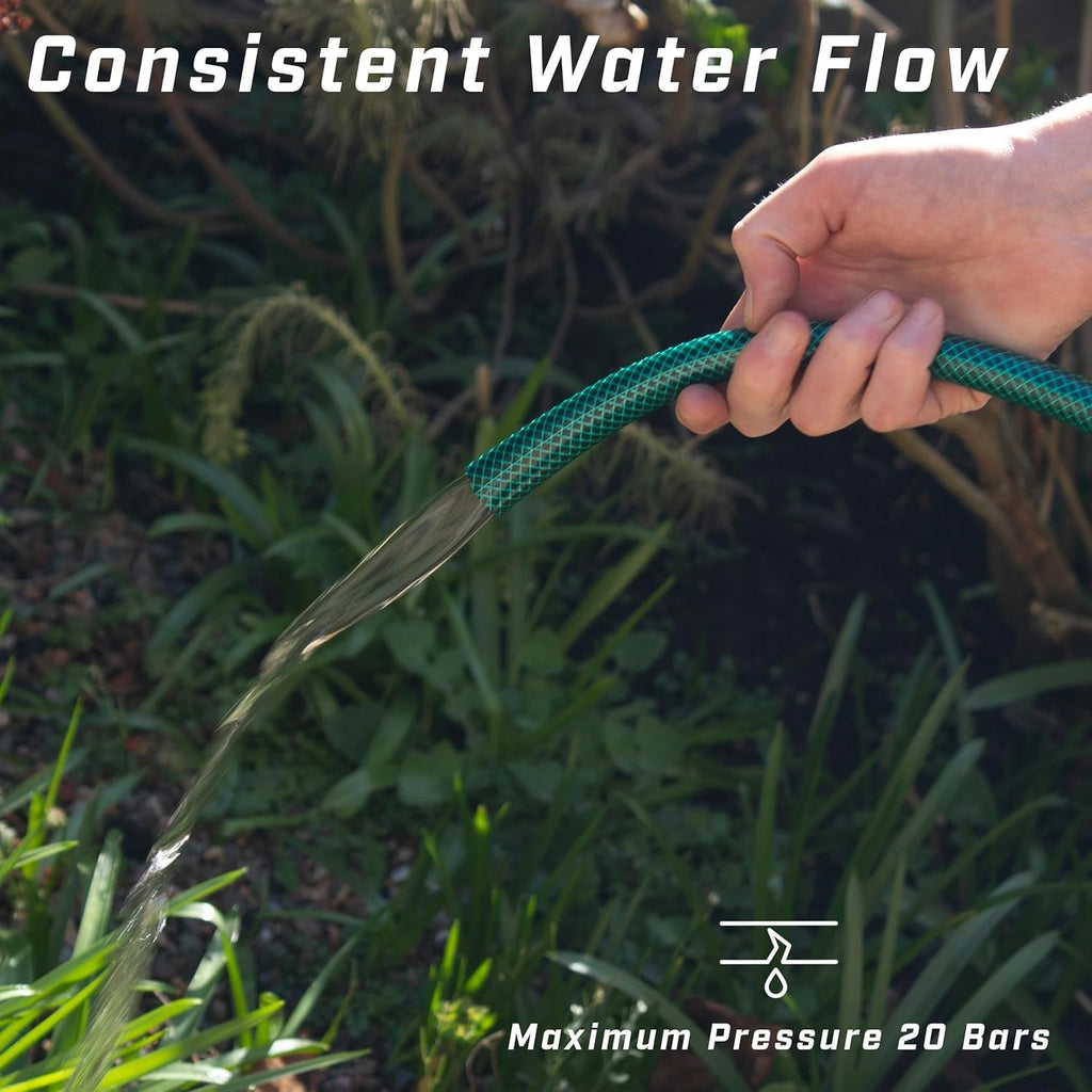 Furtun de grădină Faithfull 50 m (164 ft) ranforsat, diametru 12,7 mm (1/2 inch) – țeavă rezistentă din PVC, verde