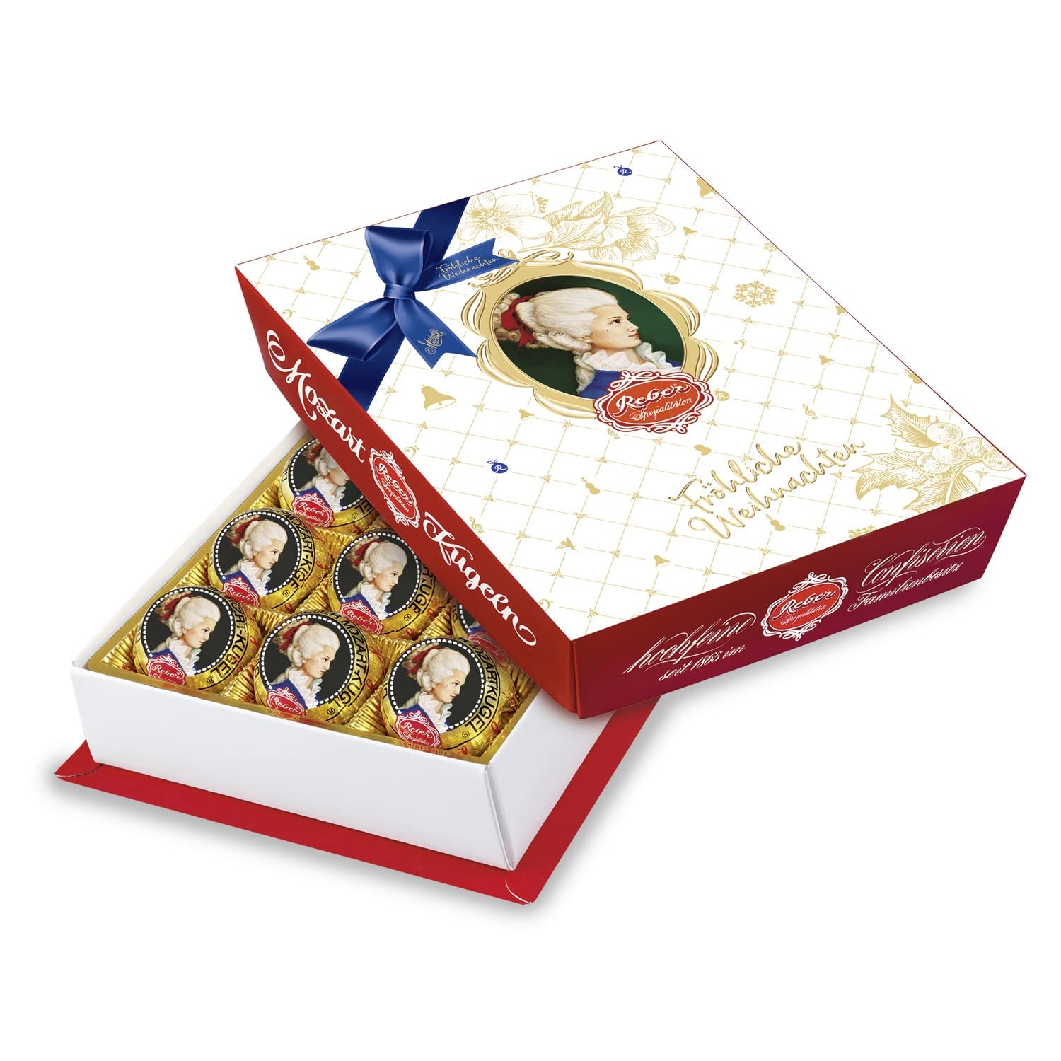 Reber Mozart balls with dark chocolate, pack of 6 with marzipan and nougat, vegan - 1 x 120 g
