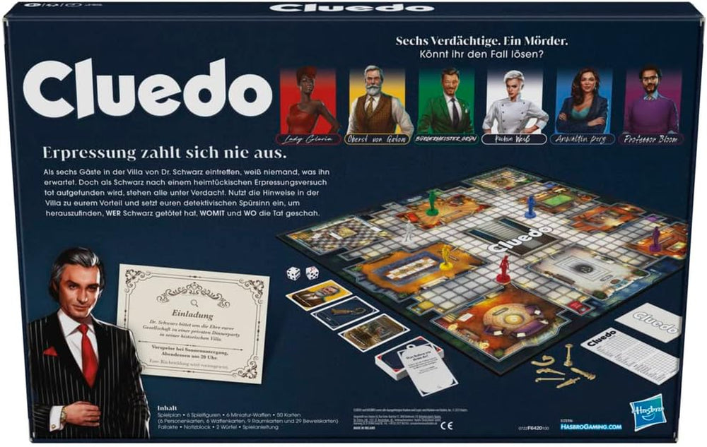 Hasbro Gaming Cluedo Board Game for Kids Ages 8 and Up, Redesigned Cluedo Game for 2 to 6 Players, Detective and Puzzle Game, Mystery Game Perfect for