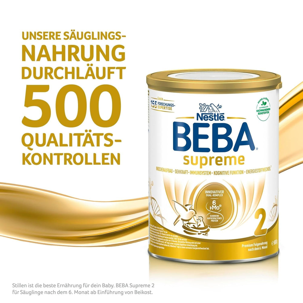 BEBA SUPREME 2 Follow-on milk after 6 months, lactose only, palm oil free, pack of 6 (6 x 800g) Naty Shop