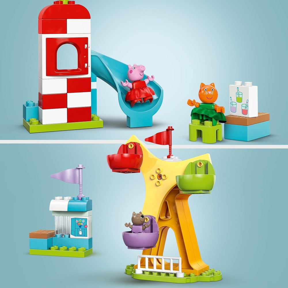 LEGO DUPLO Peppa Wutz Fairground - Children's toys and motor skills toys for ages 2+ - Preschool games with big wheel, slide and 3 figures including Mollie Kitty and Klausi Kläff - Gift for children 10453 Building sets Besuche den LEGO-Store