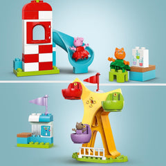 LEGO DUPLO Peppa Wutz Fairground - Children's toys and motor skills toys for ages 2+ - Preschool games with big wheel, slide and 3 figures including Mollie Kitty and Klausi Kläff - Gift for children 10453 Building sets Besuche den LEGO-Store