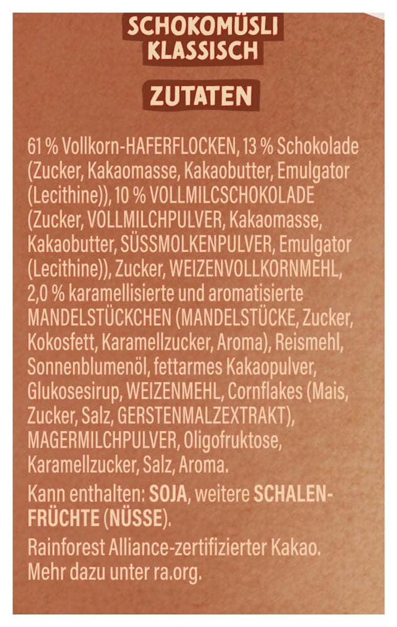 Dr. Oetker Vitalis Chocolate Muesli Classic: Breakfast muesli with milk and dark chocolate, pack of 7 (7 x 600g)