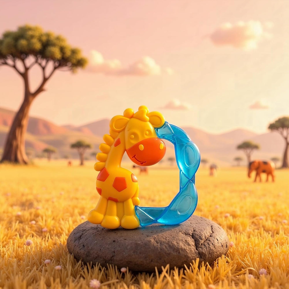 Inel de dentiție Playgro Jerry Giraffe - Inel de dentiție pentru bebeluși - Inel de dentiție din silicon pentru bebeluși - Inel de dentiție din silicon - Ajutor pentru dentiție - Silicon - Inel de dentiție pentru copii - Colorat