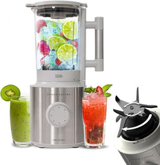 Cecotec Standmixer Grand Katana 2700MAX Total Destroy W. Maximalleistung 2700W, Gegenläufige Technologie, 8-Klingen-Messer Mit Schwarzer Titanbeschichtung, Thermoresistenter Krug 1.8L Mother and Child Naty Shop Weiss