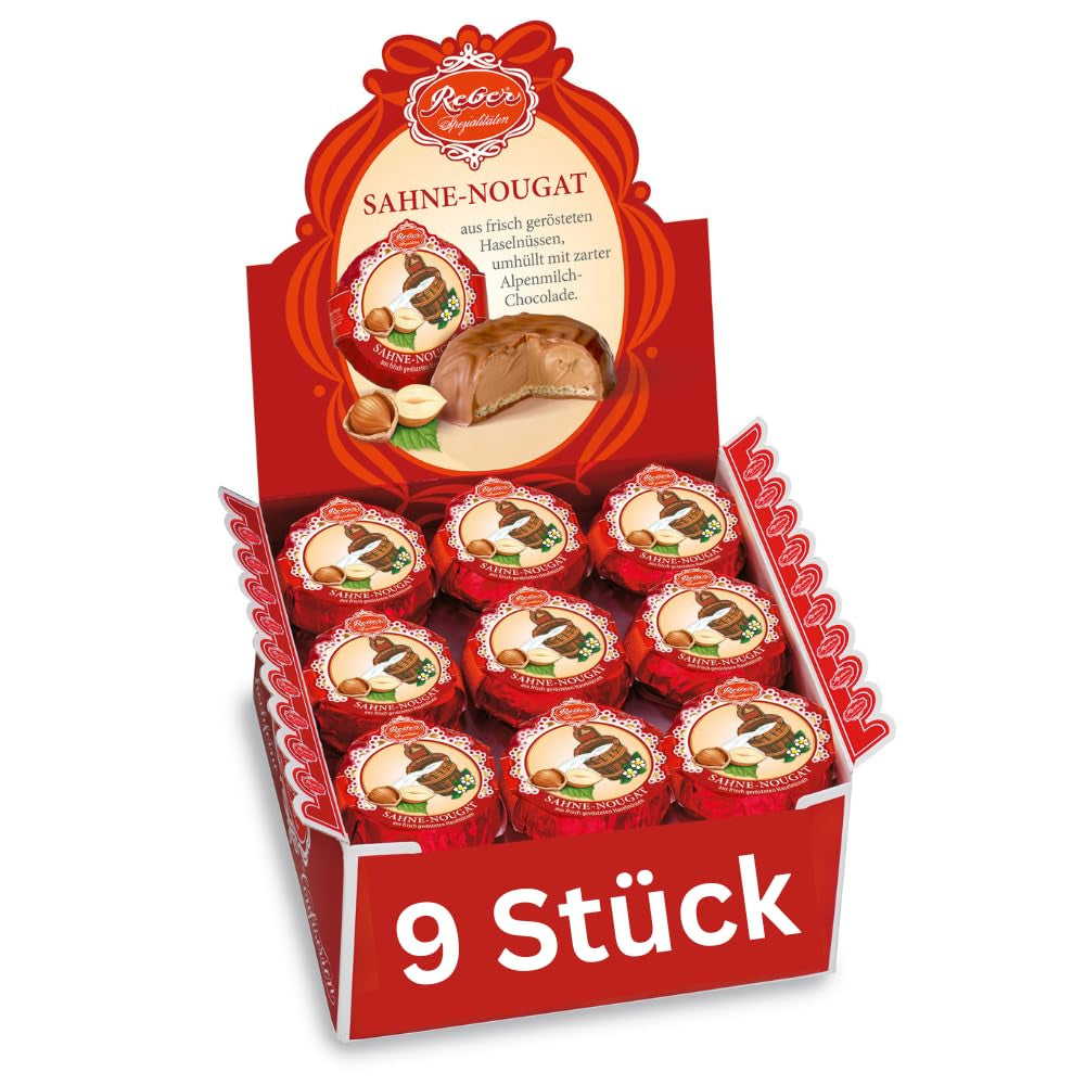 Plăcintă cu ciocolată și trufe Reber Bites, trufe cu brandy pe nuga cremoasă, acoperită cu ciocolată delicată cu lapte alpină, 40g (1 bucată)