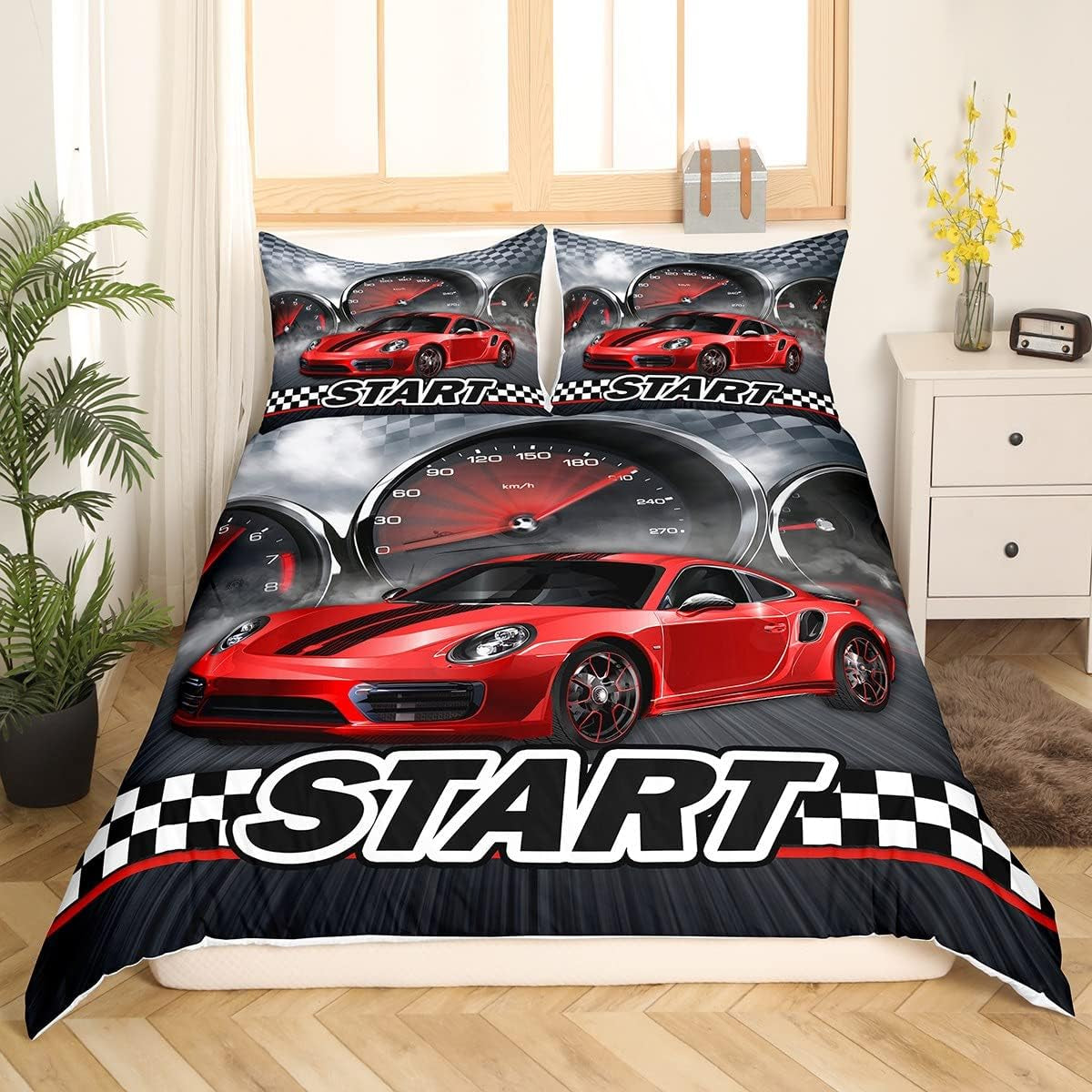 Jungen Cartoon Auto Bedtuchen Set 135X200,Kinder Bau Fahrzeuge Tröster Abdeckung Für Kind Kleinkind Teens,Dinosaurier Bettbezug,Traktor Maschinerie Bagger Bettdecke Abdeckung,Lkw Autos Bedtuchen Naty Shop Multi 7 220*240+80*80*2