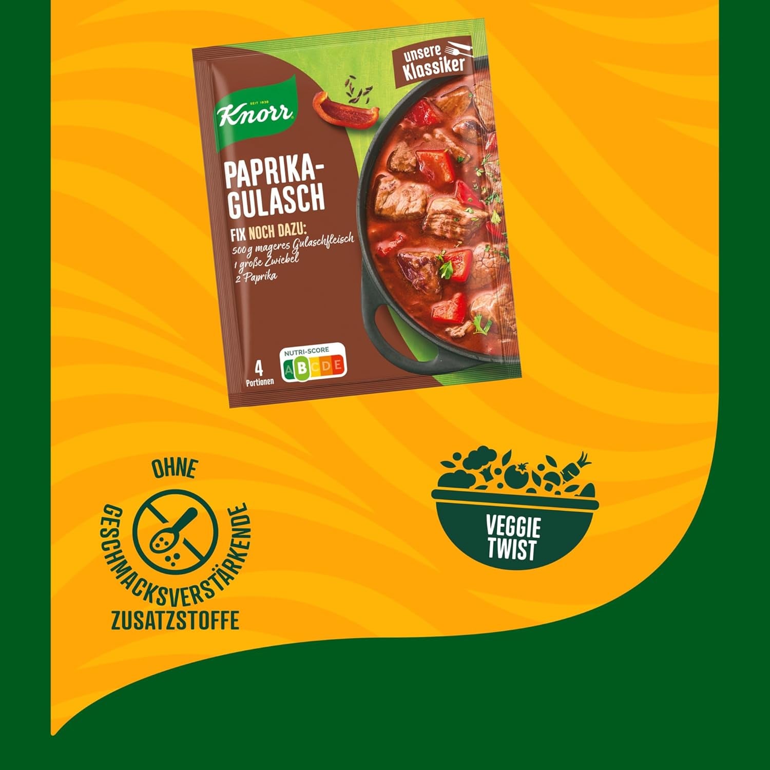 Knorr Fix Würzmischung Paprika-Gulash für eine leckeres Fleischgericht mit natürliche Ingredienten 4 Portionen