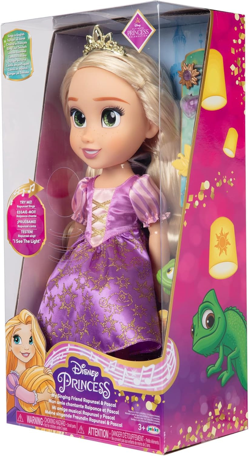 Disney Princess Singing Rapunzel Doll 35 Cm, Sings "I See the Light", Includes accessories for more fun, Perfect for girls over 3 years old, Purple Dolls Naty Shop