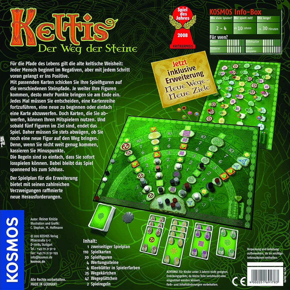 KOSMOS 691783 Keltis Game including Keltis Expansion, Classic Board Game, Family Game for 2-4 Players Ages 10+, Party Game for Kids and Adults, Game of the Year 2008