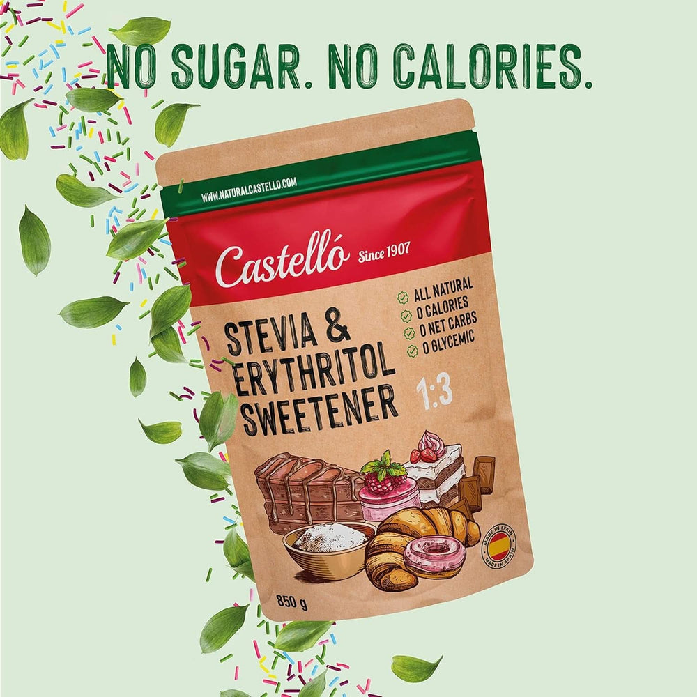 Stevia + Erythritol 1:3 Sweetener, 1G = 3G Sugar, 850 grams Sweeteners Naty Shop