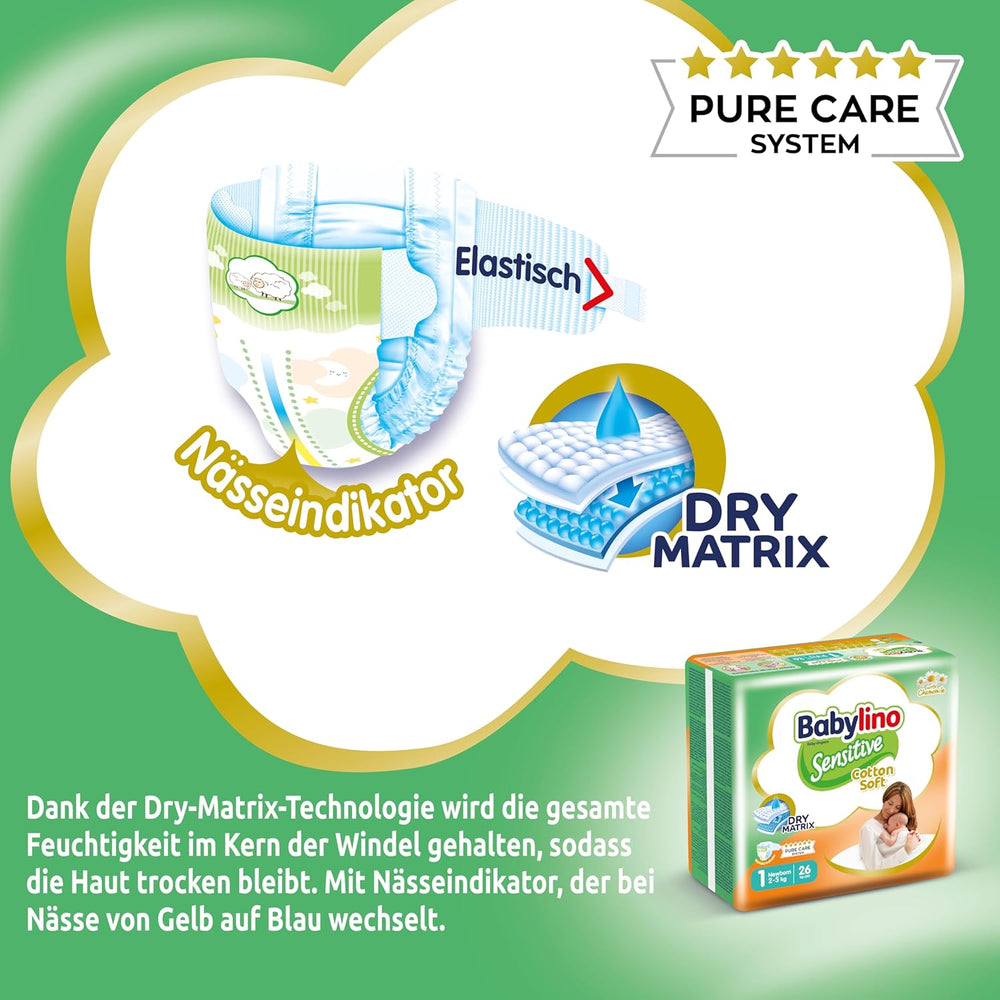 Sensitive baby diapers, size 1, newborn (2-5 kg), 26 pieces