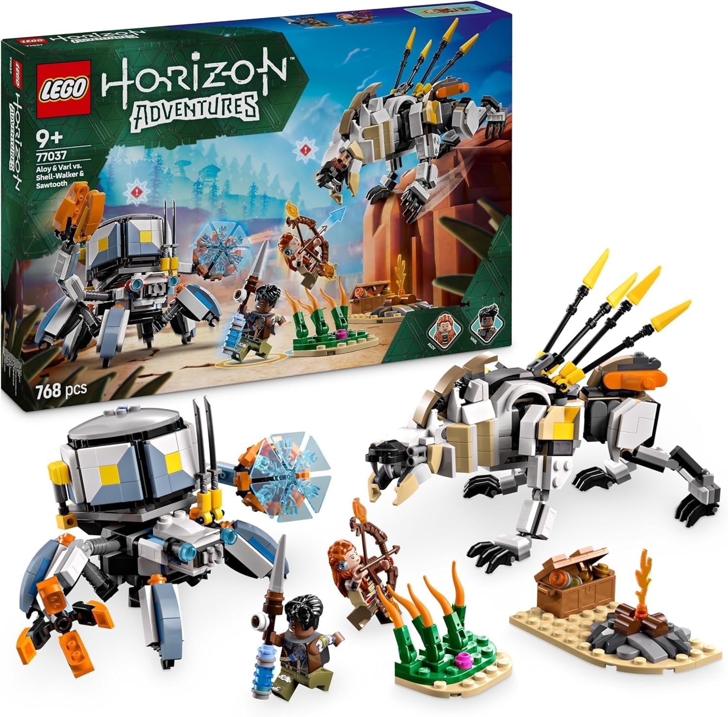 LEGO Horizon Adventures Aloy and Varl Vs. Armored Walker and Sawtooth, monster car toy and minifigures, collection set for video game fans, boys and girls over 9 years old 77037 Building sets Besuche den LEGO-Store Default title