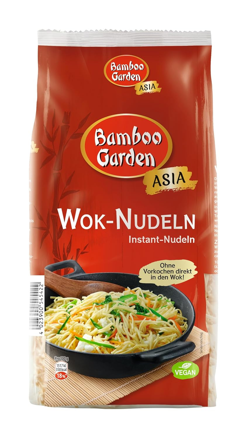 Bamboo Garden - Wok Noodles | Instant noodles with egg | Mix, no pre-cooking required | For Asian wok dishes | 250 g in a bag
