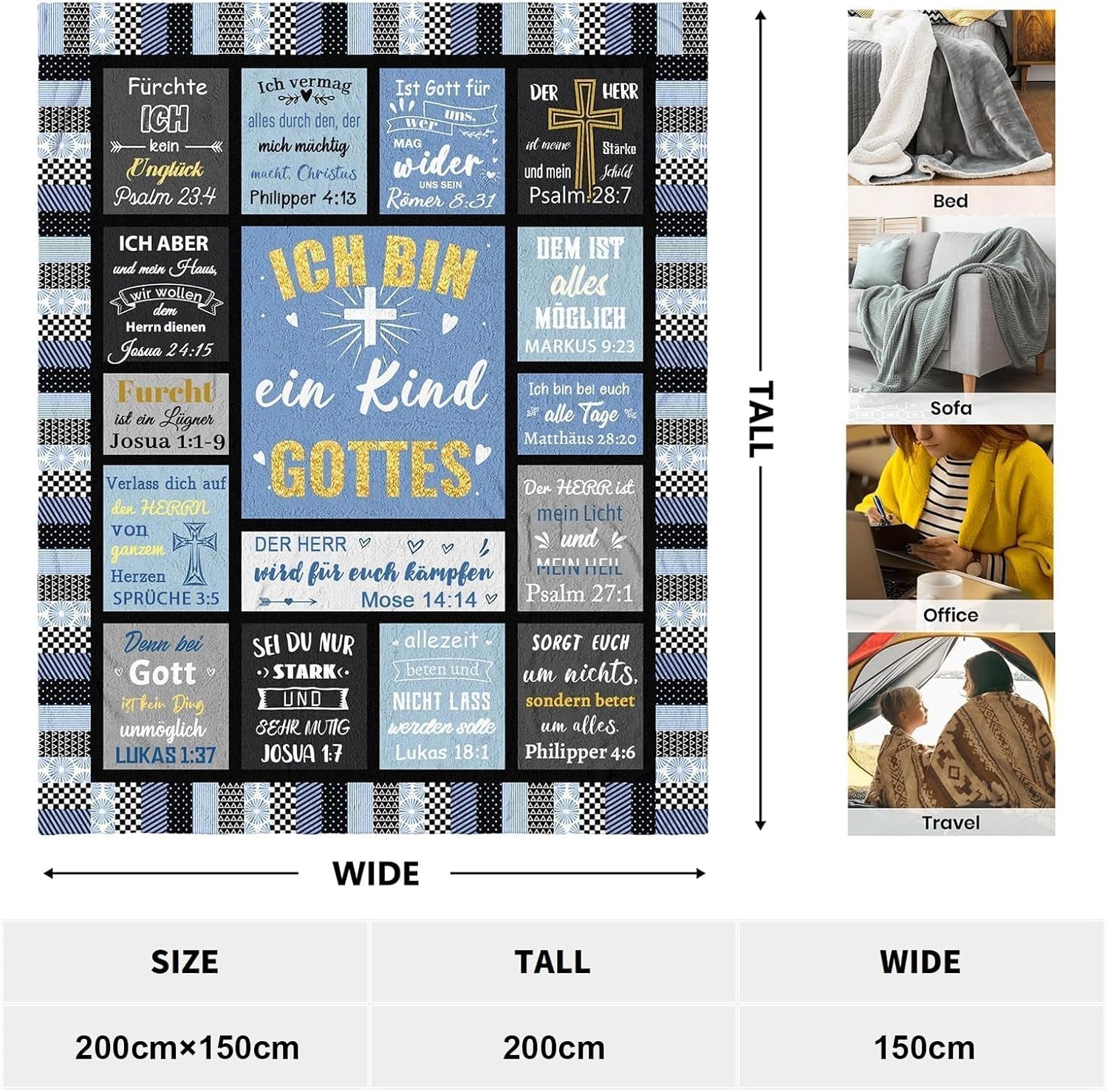 ZQYMM Christian Gifts for Women Men, Baptism / Confirmation Gifts for Girls / Boys, Inspirational / Religious, Catholic Spiritual Gifts, Christian Birthday Gifts ZQYMM Beds and Blankets