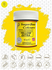 Colorant alimentar Sugarflair Max Concentrated Yellow Extra, colorant alimentar foarte concentrat pentru marțipan și fondant, colorant pastă Max Concentrate - 42 g