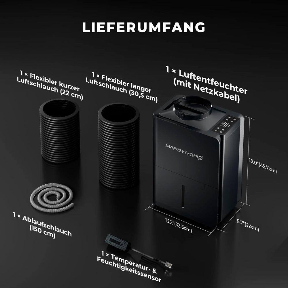 MARS HYDRO Dehumidifier, 12L/day, Automatic Defrost, Timer Function, Room Dehumidifier for Grow Tents, Basements and Plants, 1.2L Water Tank