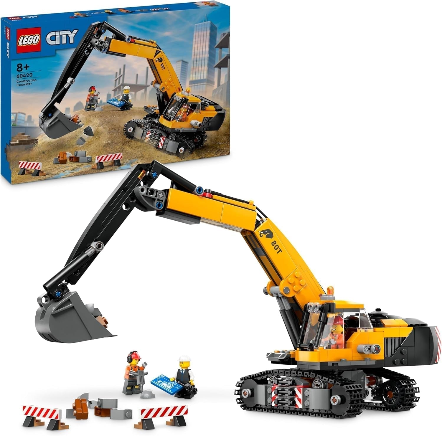 LEGO City Crawler Excavator Toy Excavator for 8 Years Old Excavator Model Construction Toy Buildable Truck with Accessories and 3 Minifigures 60420 Building Sets Besuche den LEGO-Store Default Title