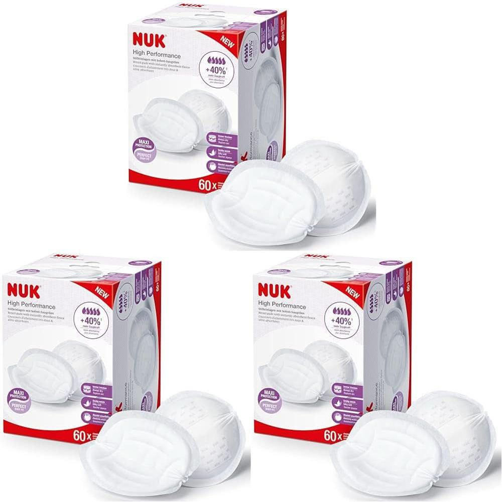 NUK High-Performance Einweg-Stilleinlagen Mit Sofort-Saugvlies | Einlagen Zum Stillen | Einzelverpackung | +40% More Suction Power | 60 Stück Baby Food and Breastfeeding Accessories Naty Shop 60 Stück (Packung Mit 3) High Performance