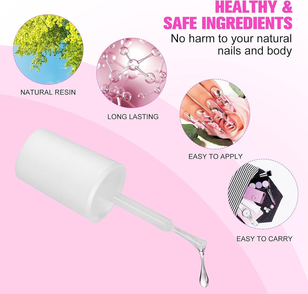 Lipici pentru unghii pentru vârfuri, BOLASEN Lipici pentru unghii extra puternic, 4 bucăți de lipici pentru unghii crăpate, Lipici pentru unghii, Lipici pentru unghii artificiale extra puternic, Lipici pentru unghii - 4 * 7 ml