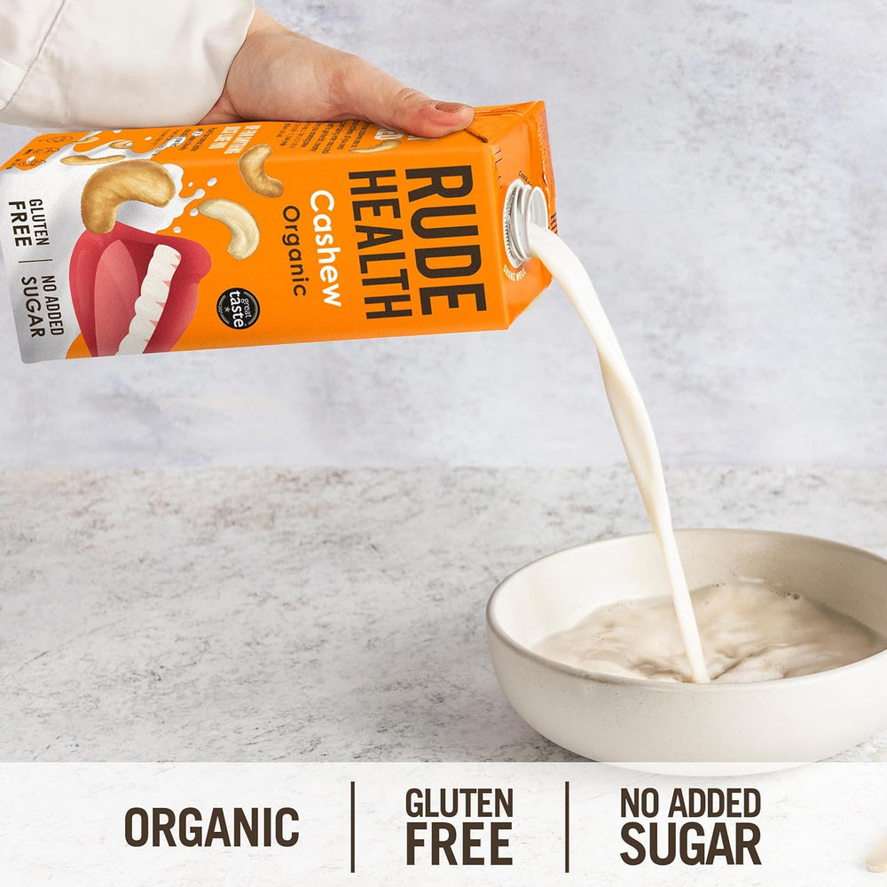 Rude Health 6 x 1 Liter Bio-Cashew-Drink, 100% natural Bio-Getränk, glutenfrei, ungesüßt, preisgekrönt, gesund & vegan, 100% recycelbare Verpackung