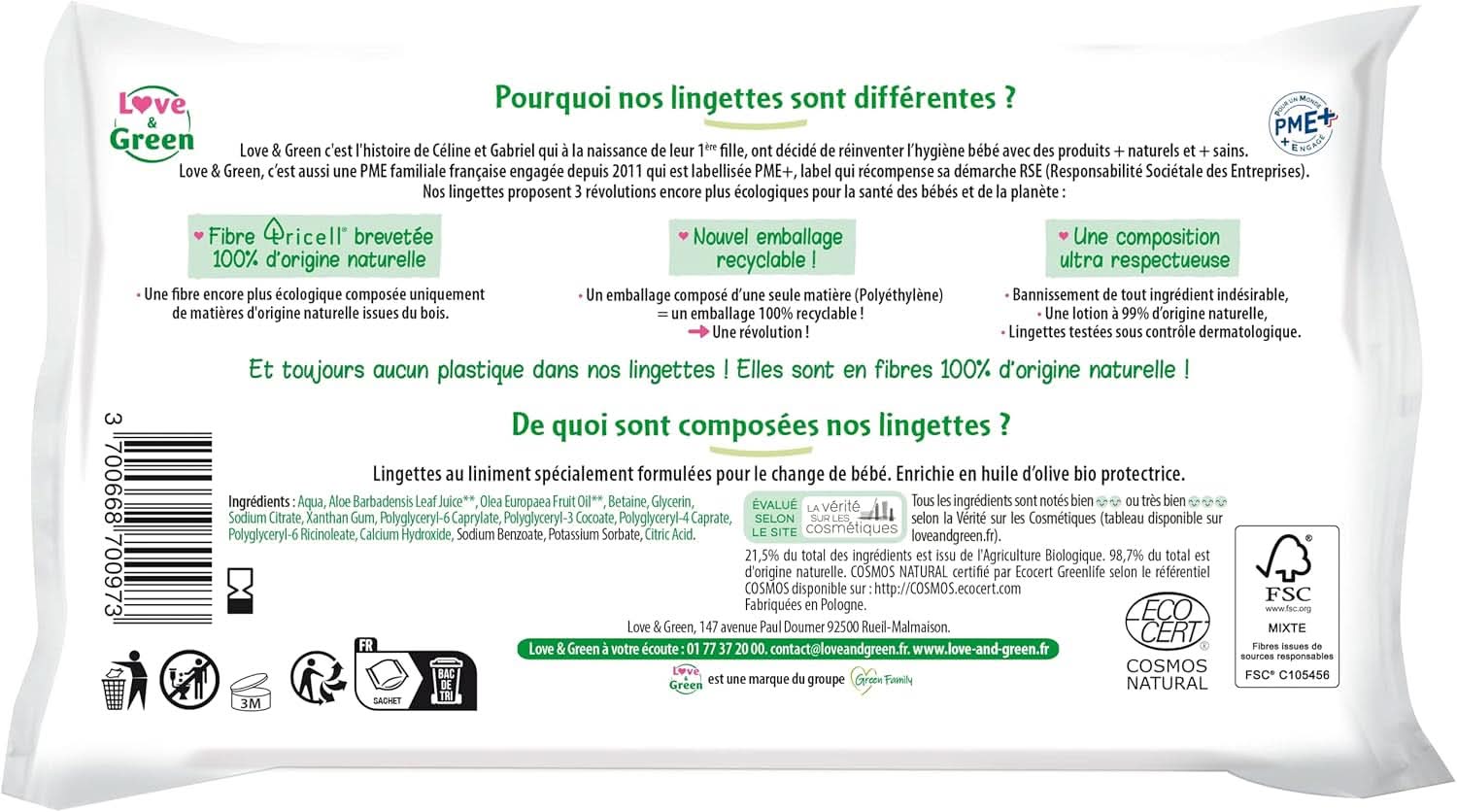 Șervețele de curățare Liniment, sănătoase și ecologice, certificate Cosmo Natural de ECOCERT și FSC, ambalaj reciclabil Servetele Umede Bebelusi Naty Shop