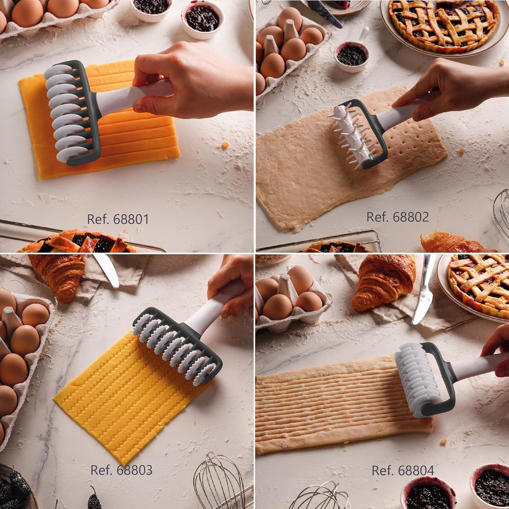 - 68802 - Küchenrollkissen, Tupfwalze, Nudelrolle, Verhindert Blasen im Teig, Ergonomischer Griff, 100% Abnehmbar, Spülmaschinenfest, Polypropylene, BPA-frei, 12x19.5 cm