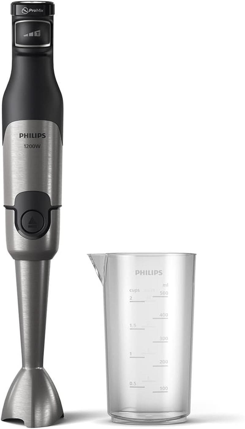 Philips 5000-Serie Stabmixer - 1200W Leistung. Promix-Technology. Led Geschwindigkeitsanzeiger. Stufenlose Geschwindigkeitseinstellung. Compact Design. Leicht Zu Reinigen. Schwarz (HR2681/00) Kitchen Naty Shop