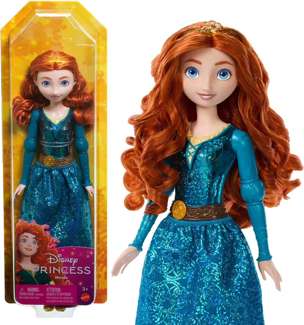 Mattel DISNEY Prinzessin Cinderella - Bewegliche Puppe mit glitzerndem Outfit, abnehmbaren Schuhen und Diadem, kämmbares Haar für Frisierspaß, für Kinder ab 3 Jahren, HLW06