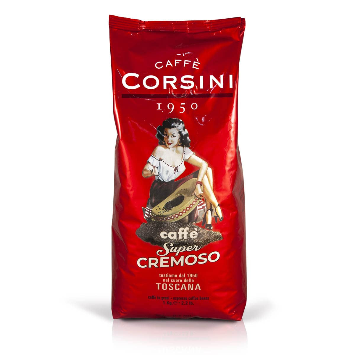 Corsini Caffe Super Cremoso in Grani Italian Espresso Beans - Amestec de cafele premium pentru o cafea corpolentă, cu un caracter puternic și un gust de lungă durată Cafea Naty Shop Cafea corpolentă și foarte cremoasă