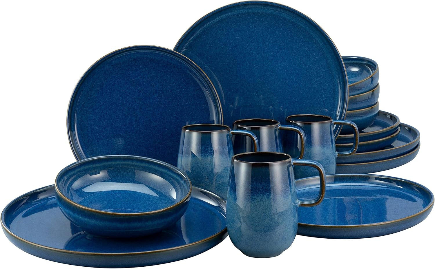 Creatable, 22979, Serie Uno BLACK, 12-Teiliges Geschirrset, Teller Set Aus Steinzeug, Spülmaschinen- Und Mikrowellengeeignet, Made in Portugal Tableware sets Naty Shop Atlantico Kombiservice 16 Teilig