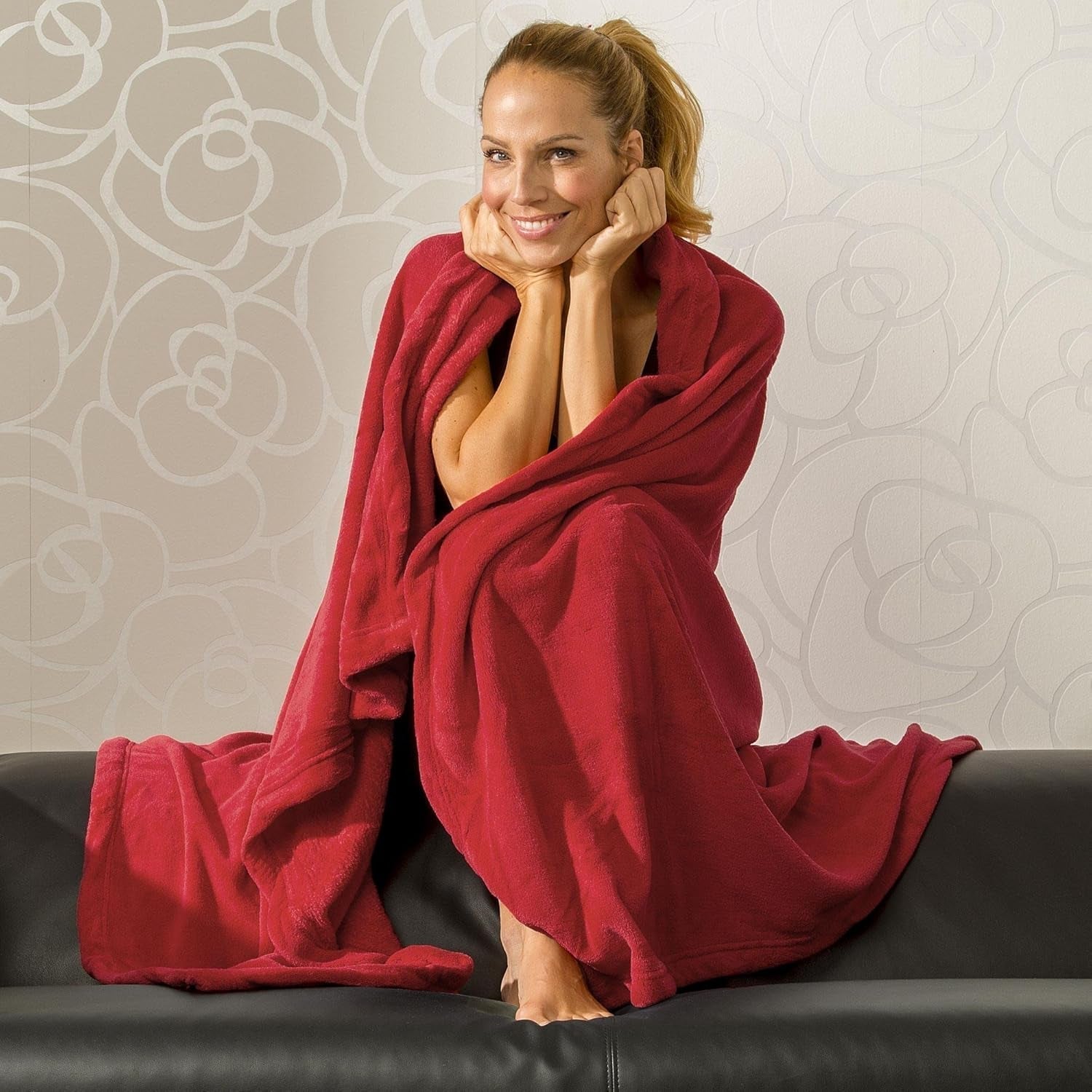 Celinatex fluffy blanket XXL 220 X 240 Cm red sofa blanket warm blanket soft microfiber Fleece Oeko-Tex Montreal Beds and Covers Besuche den CelinaTex-Store