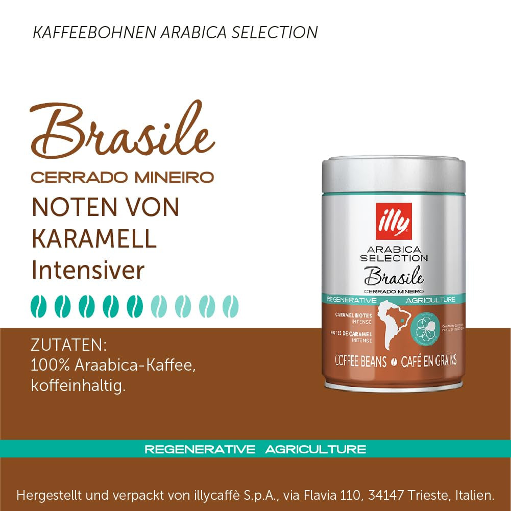Cafea boabe Illy Arabica Selection Brasile Cerrado Mineiro: 100% din culturi regenerative certificate - cutie 250G Cafea Naty Shop
