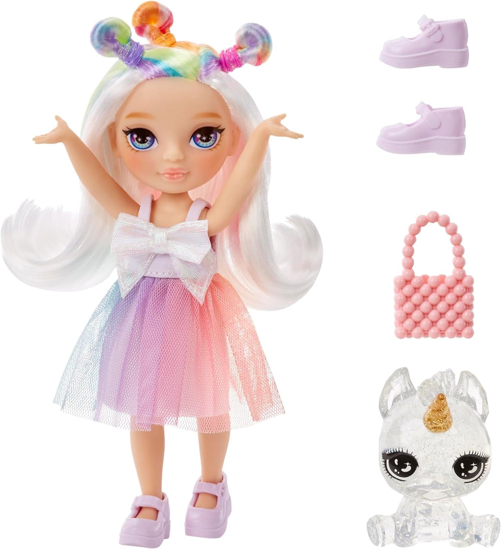 Rainbow High Littles - Opal Raine - păpușă mică, mobilă - păpușă mare de 14 cm în culorile curcubeului cu geantă și unicorn magic - pentru copii și colecționari Papusi Naty Shop