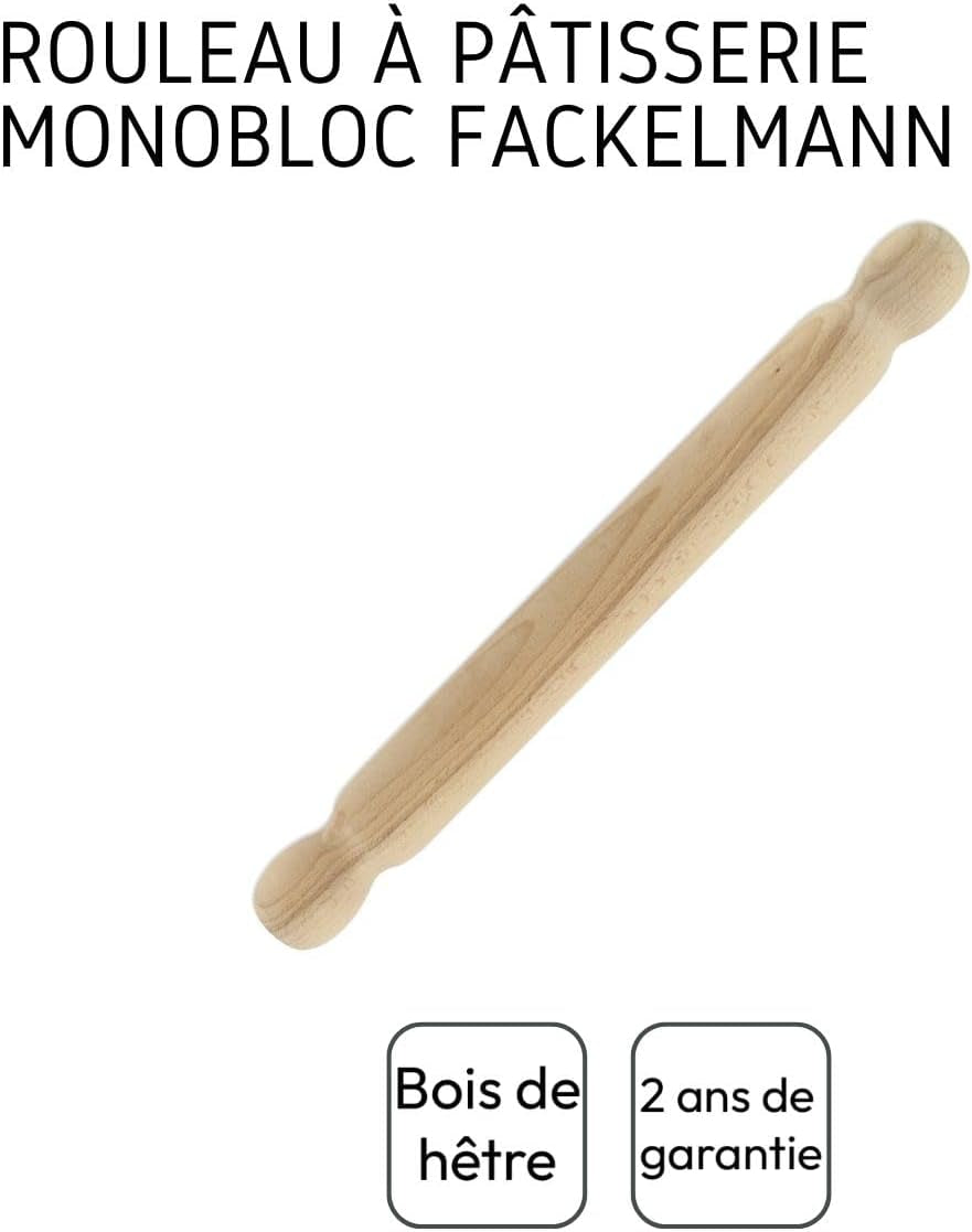 Fackelmann 3154050 Teigrolle aus Holz, einteilig, 40 cm, brown