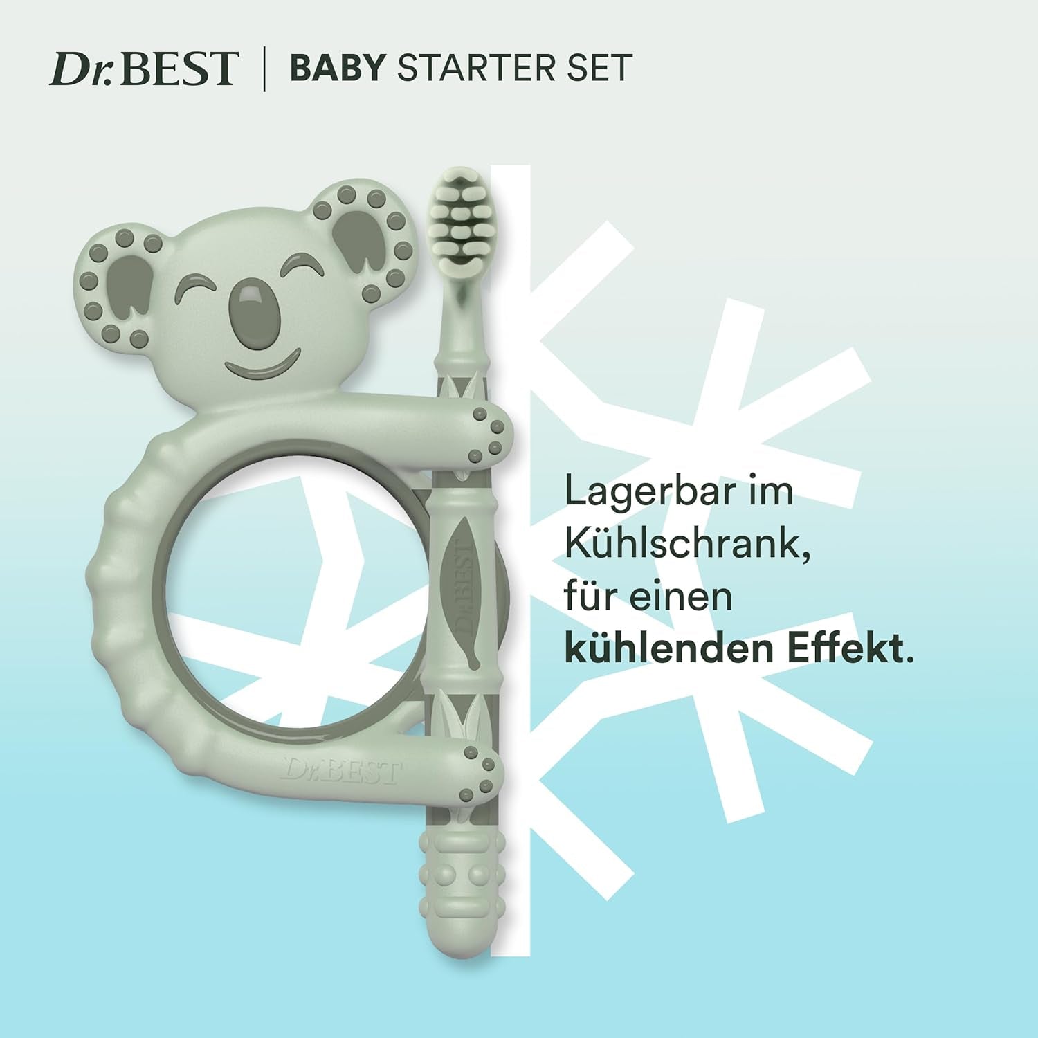 Periuță de dinți pentru copii - Dr.BEST Baby Starter Set: Inel de dentiție și periuță de dinți de antrenament pentru bebeluși cu vârsta cuprinsă între 3 și 12 luni, dezvoltată cu experți stomatologi pediatrici, 1 bucată