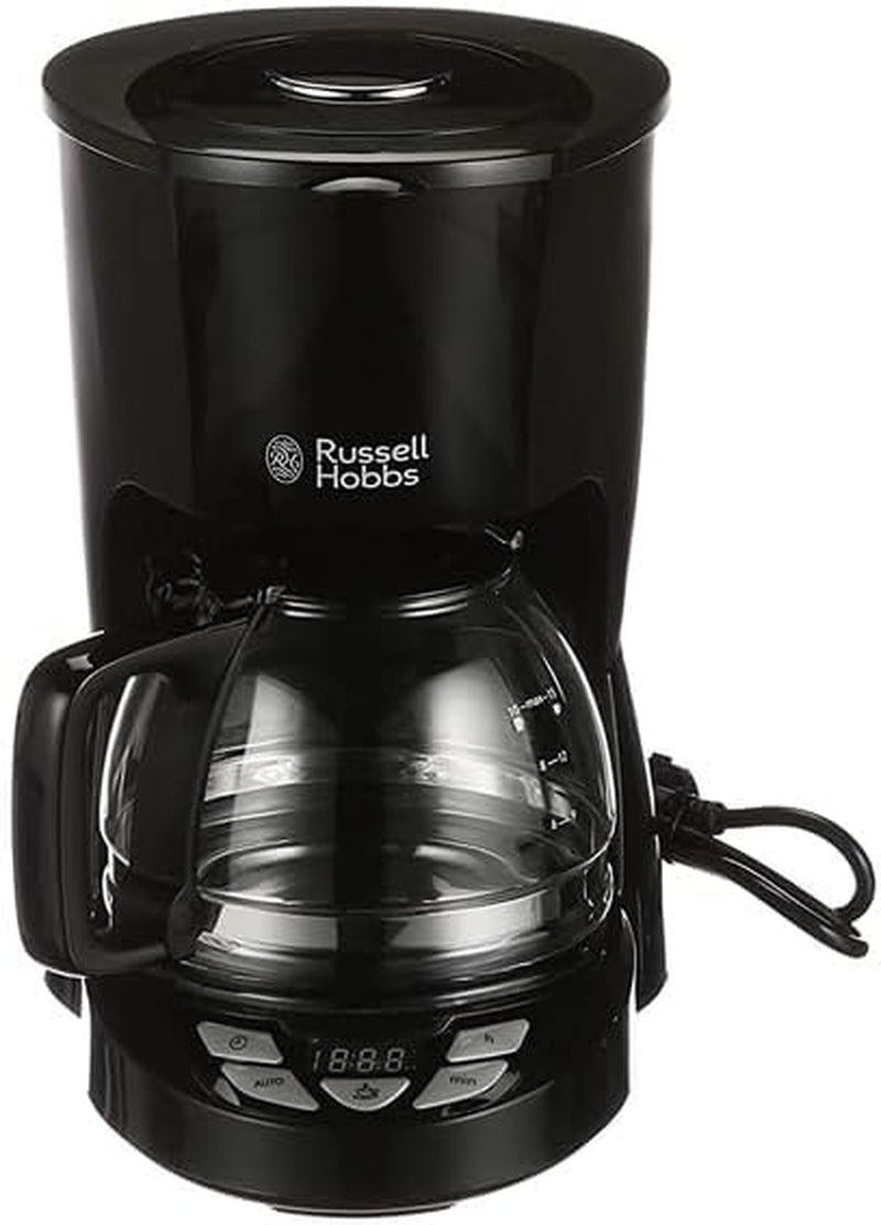 Cafetieră Russell Hobbs [Temporizator digital, Cap de duș pentru extracție și aromă optime] Textures+ (1 până la 12 cești, carafă de sticlă de 1,25 l, placă de încălzire, sistem anti-picurare) Cafetieră cu filtru 22620-56