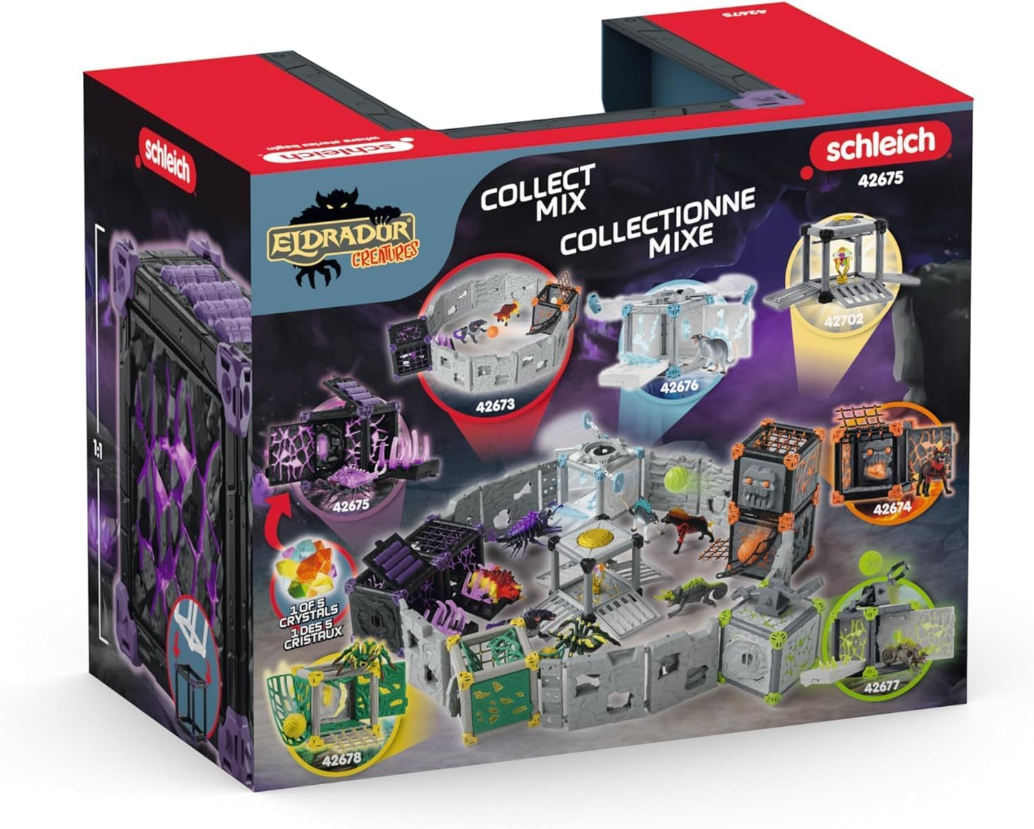 SCHLEICH ELDRADOR Creatures | Battle CAVE Schattenassel 42675 | Set aus ELDRADOR Battle Cave mit Monster und Schattenkristall | Battle Caves zur Arena stackable | Spielzeug ab 7 Jahren | 34 Teile