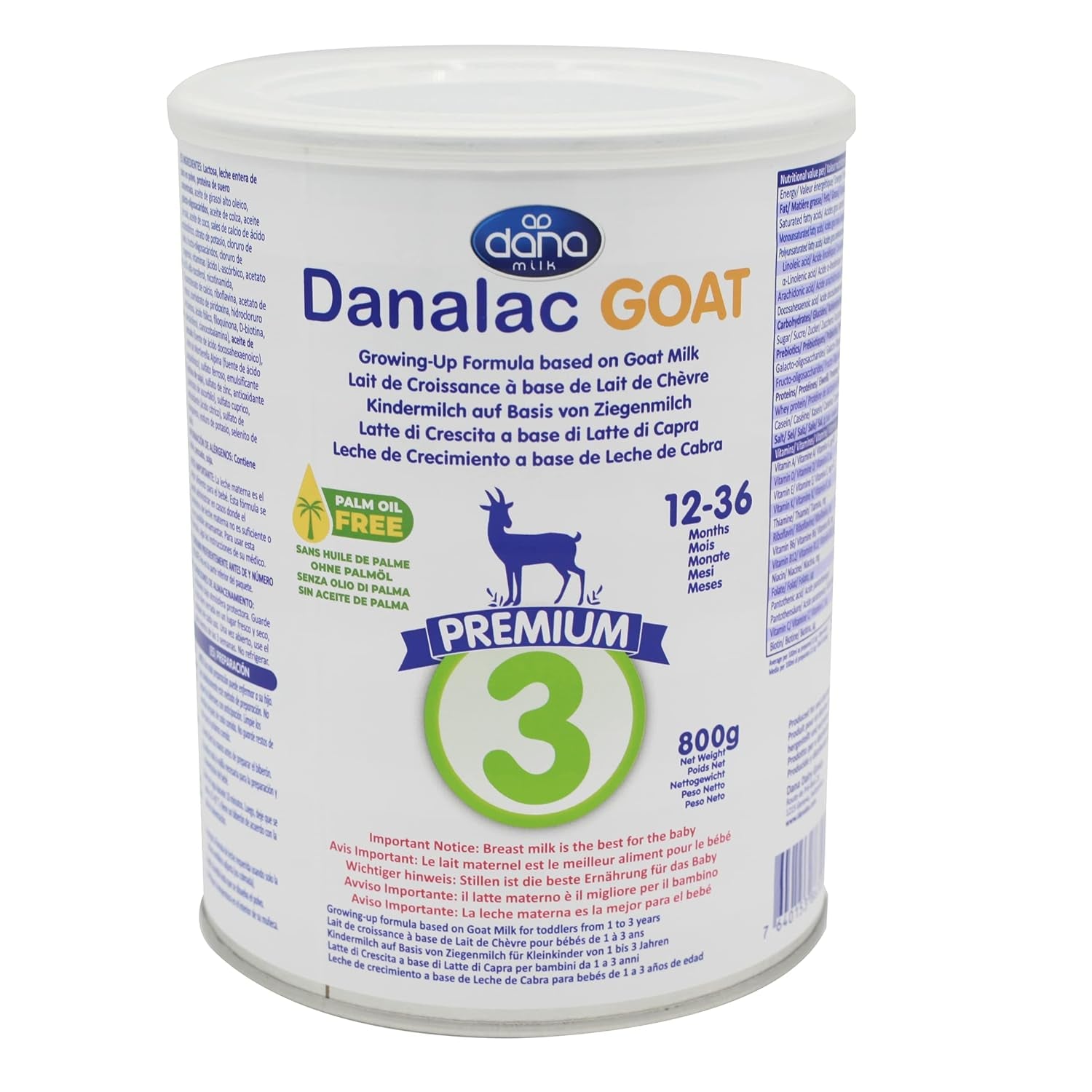 Danalac (Pack of 1) Advanced Goat Milk Formula for Growth 800g Baby Milk Powder Stage 3 for Toddlers and Babies 1-3 Years