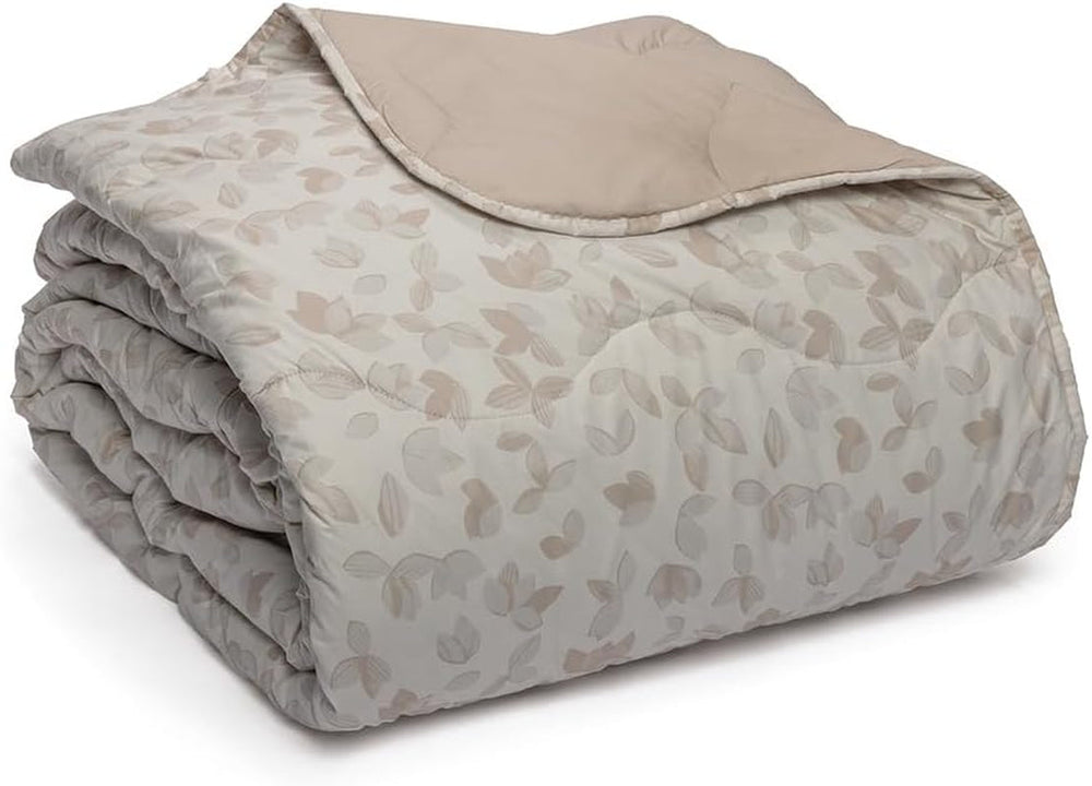 Foppapedretti bedside table & natural quilt for double bed 2P; sand leaves, 100% cotton cover, Made in Italy Quilts and quilts Naty Shop Sand with leaves 160 X 190 Cm