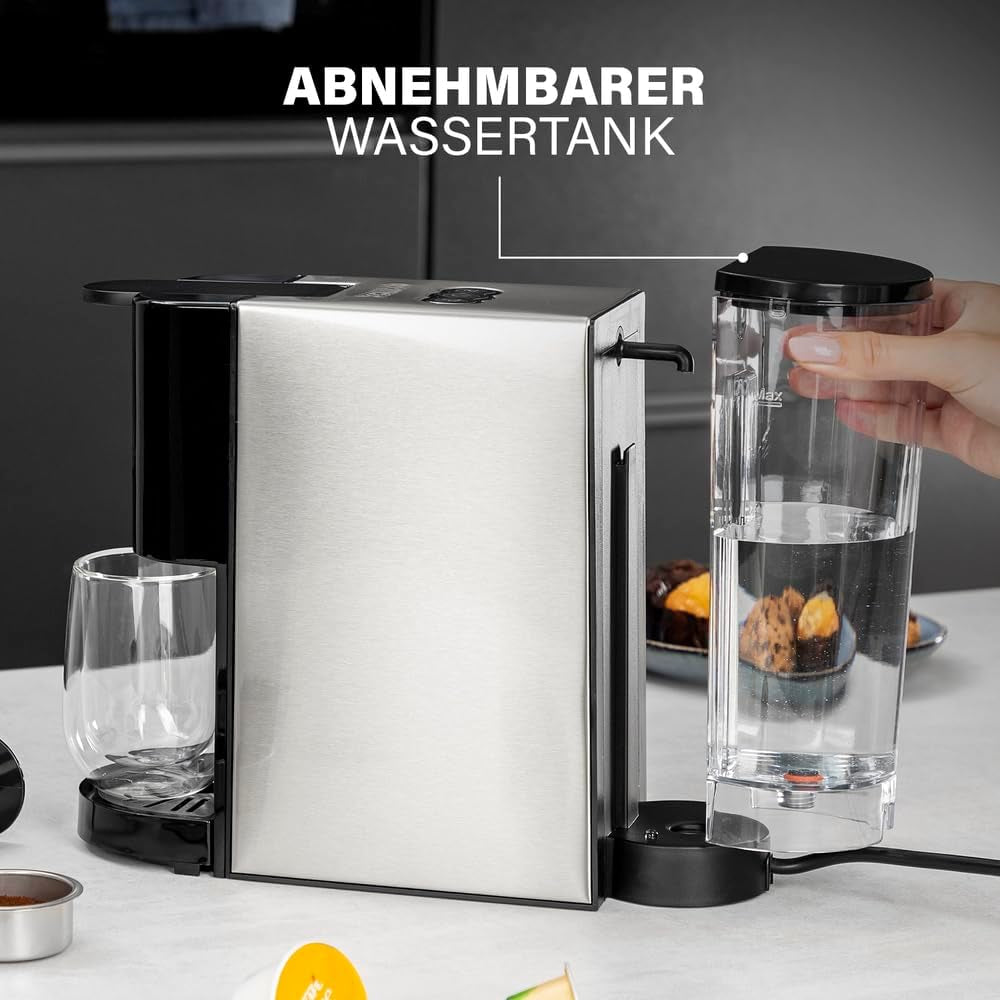 Espressor multicapsule Princess 4 în 1 – 1450 wați, capsule, păstăi, cafea măcinată, fără BPA, 249450, 01.249450.01.001, negru, argintiu