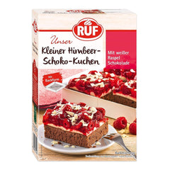 RUF Kleiner Himbeer-Schokokuchen, Mini-Kuchen Mit Feiner Puddingcreme, Himbeeren Und Weißen Schokoraspeln, Inkl. Backform, 1X252G Mixture for baking and cooking Naty Shop 252 G (1Er Pack) Himbeere