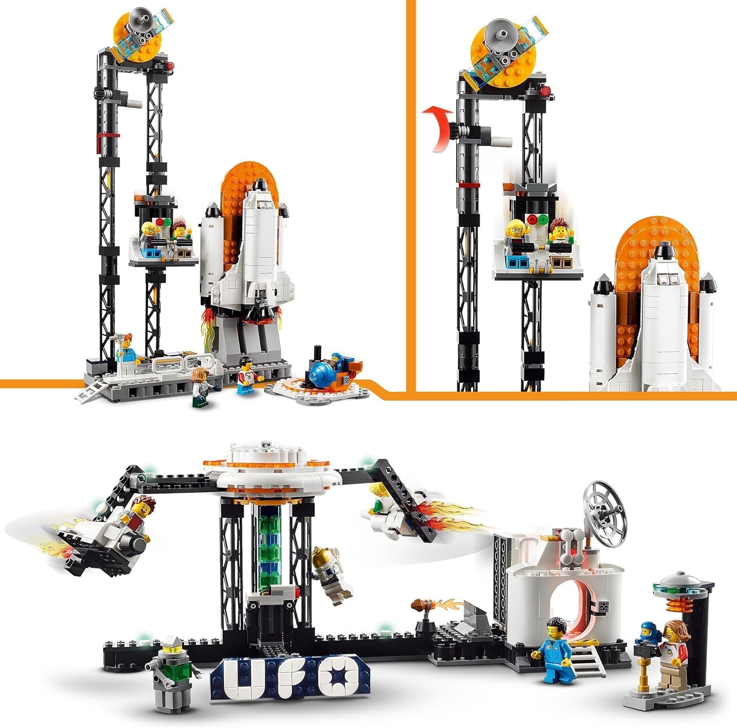 LEGO 31142 Creator 3-In-1 Space Rollercoaster Toy Kit for Kids with Working Carts, Converts to a Freefall Tower or Carousel with Rockets and Glowing Bricks Building Sets Besuche den LEGO-Store