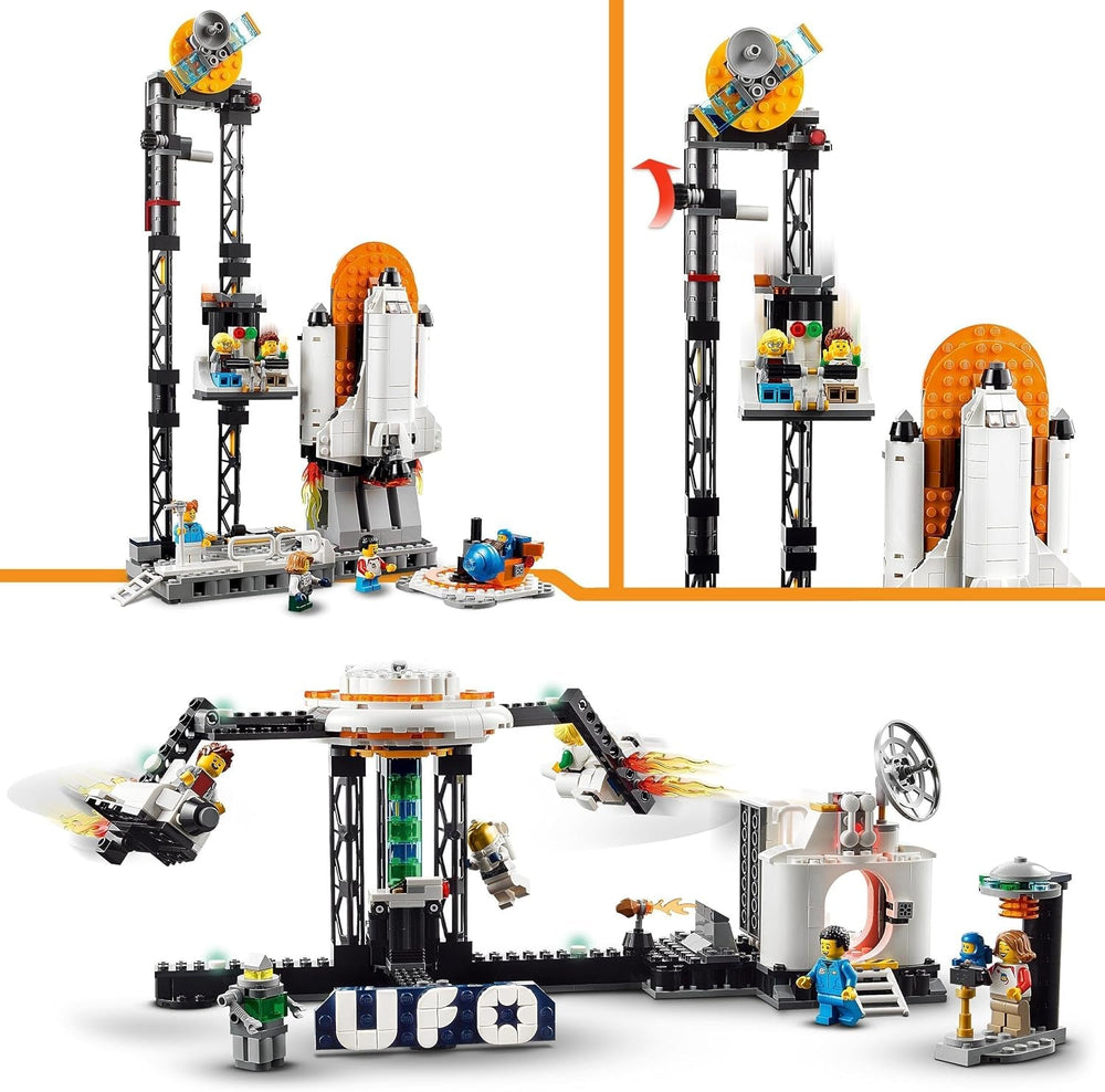 LEGO 31142 Creator 3-In-1 Space Rollercoaster Toy Kit for Kids with Working Carts, Converts to a Freefall Tower or Carousel with Rockets and Glowing Bricks Building Sets Besuche den LEGO-Store