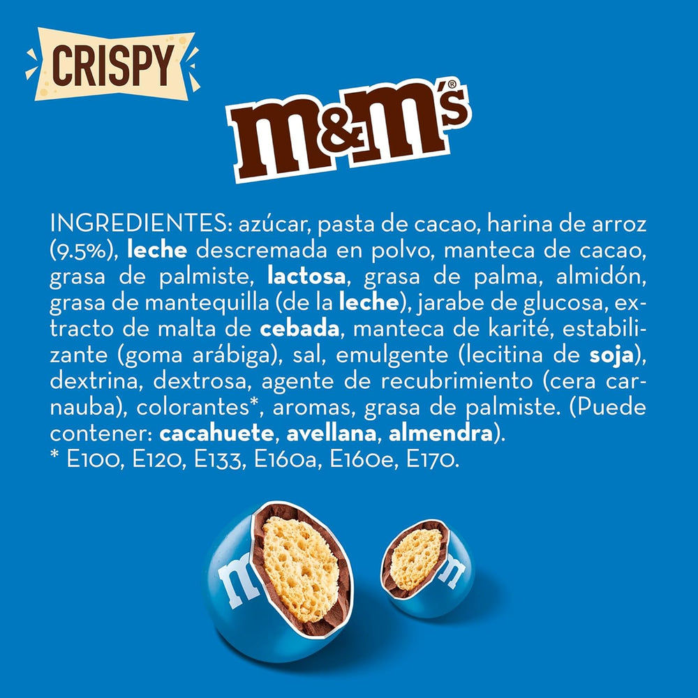M&M'S Crispy, Chocolate Crispy Lentils and Crispy Center, Chocolate, 1 Pack (1 x 340g) (Pack of 2)